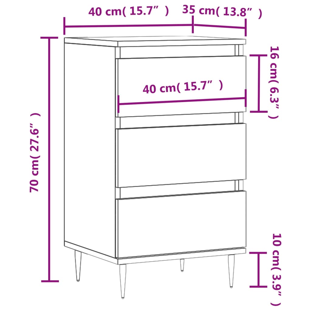 vidaXL Sideboard White 40x35x70 cm Engineered Wood