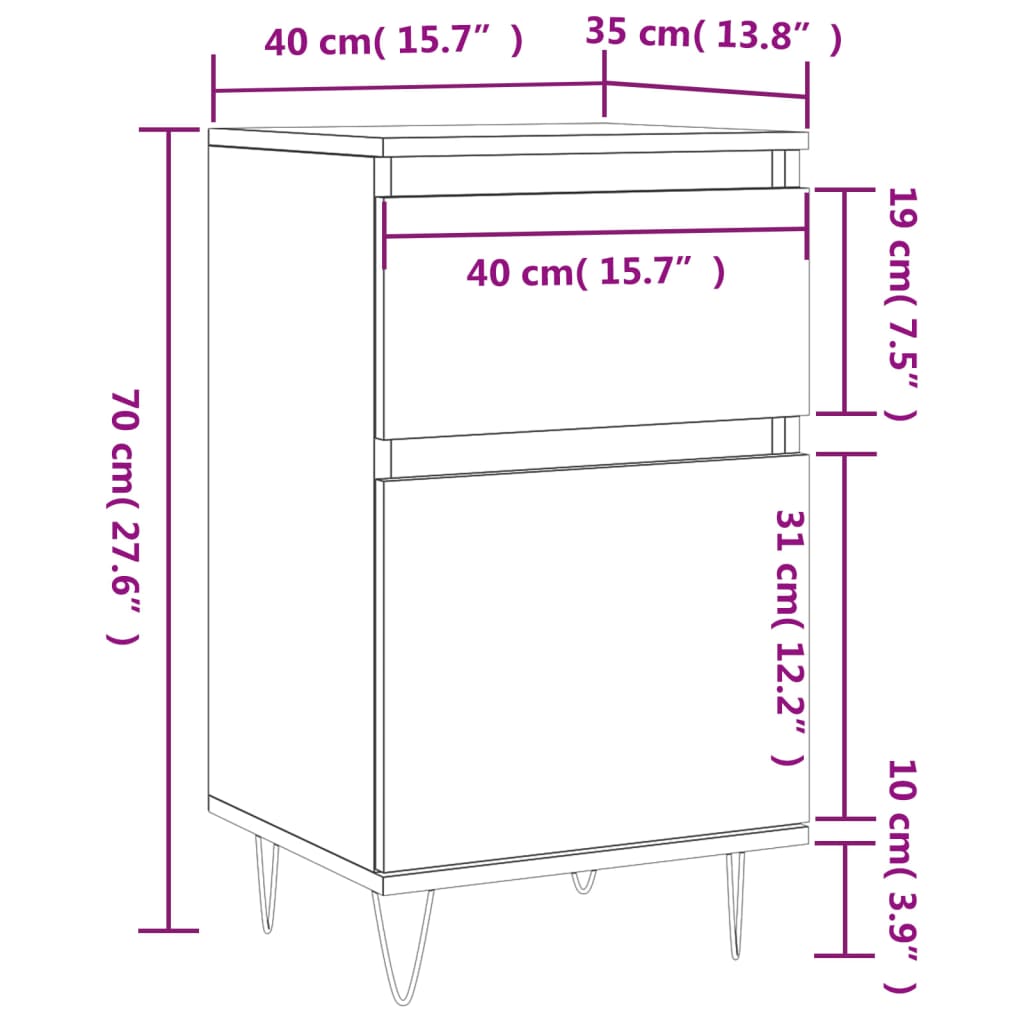 vidaXL Sideboard Brown Oak 40x35x70 cm Engineered Wood