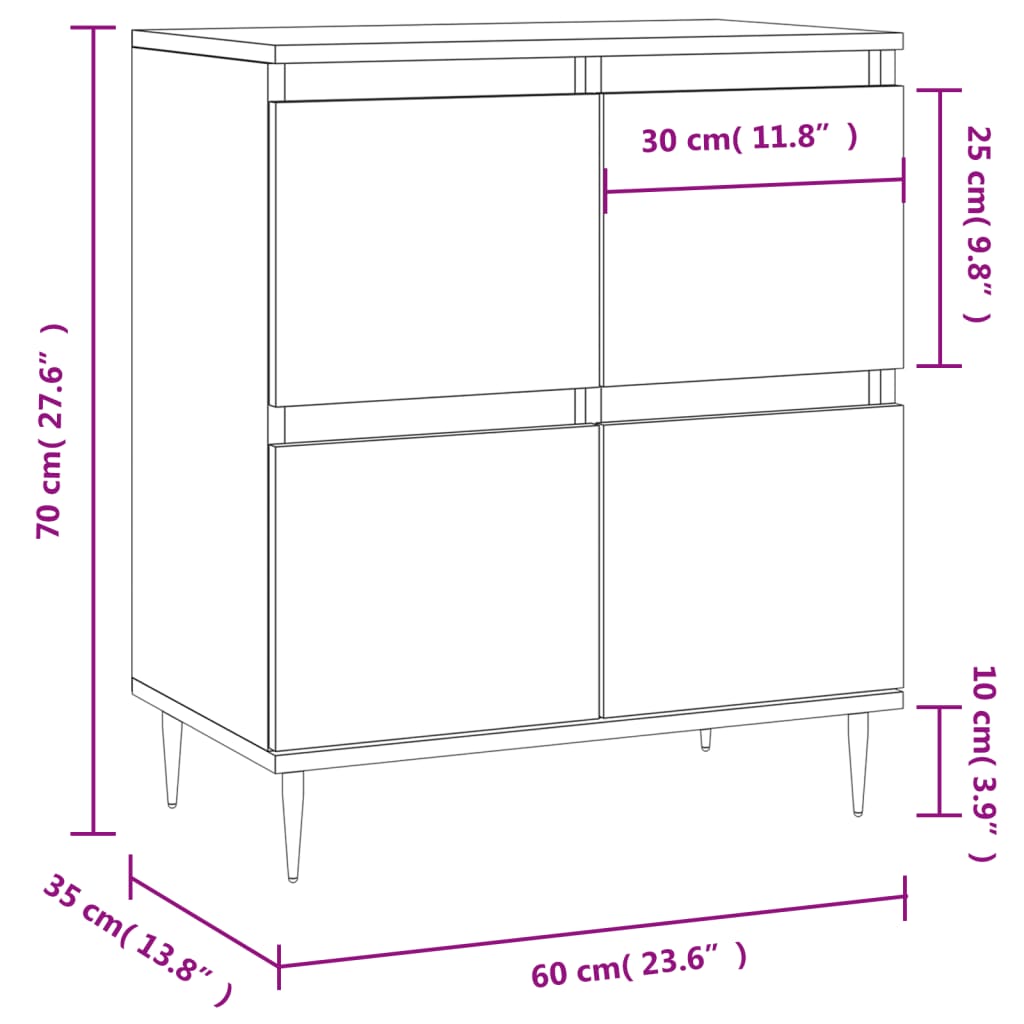 vidaXL Sideboard Sonoma Oak 60x35x70 cm Engineered Wood