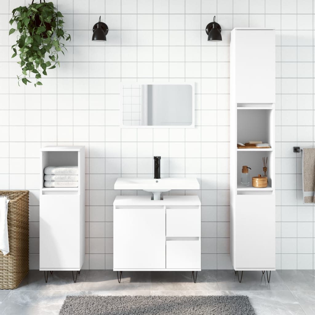 Bathroom Cabinet 30x30x190 cm Engineered Wood White