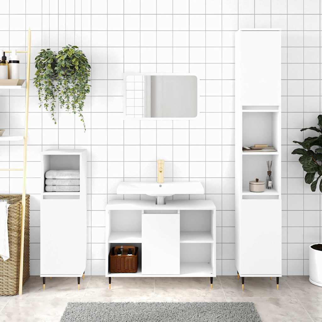 Bathroom Cabinet 30x30x100 cm Engineered Wood White