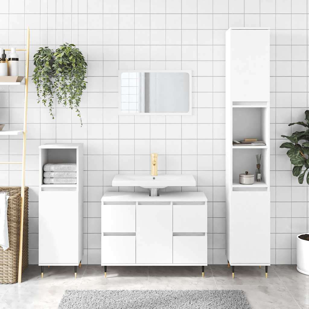 Bathroom Cabinet 80x33x60 cm Engineered Wood White