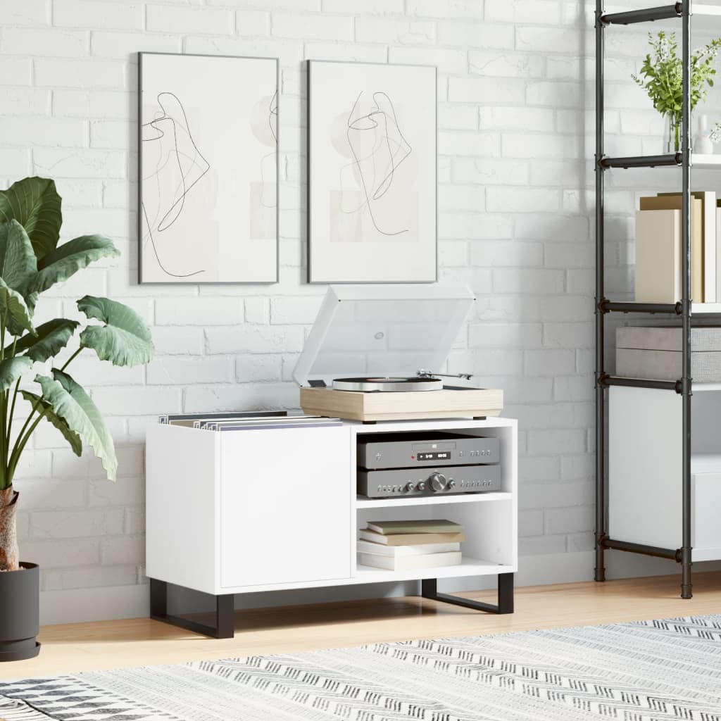 Record Cabinet 85x38x48 cm Engineered Wood White