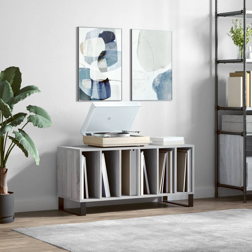 Record Cabinet 100x38x48 cm Engineered Wood Grey sonoma