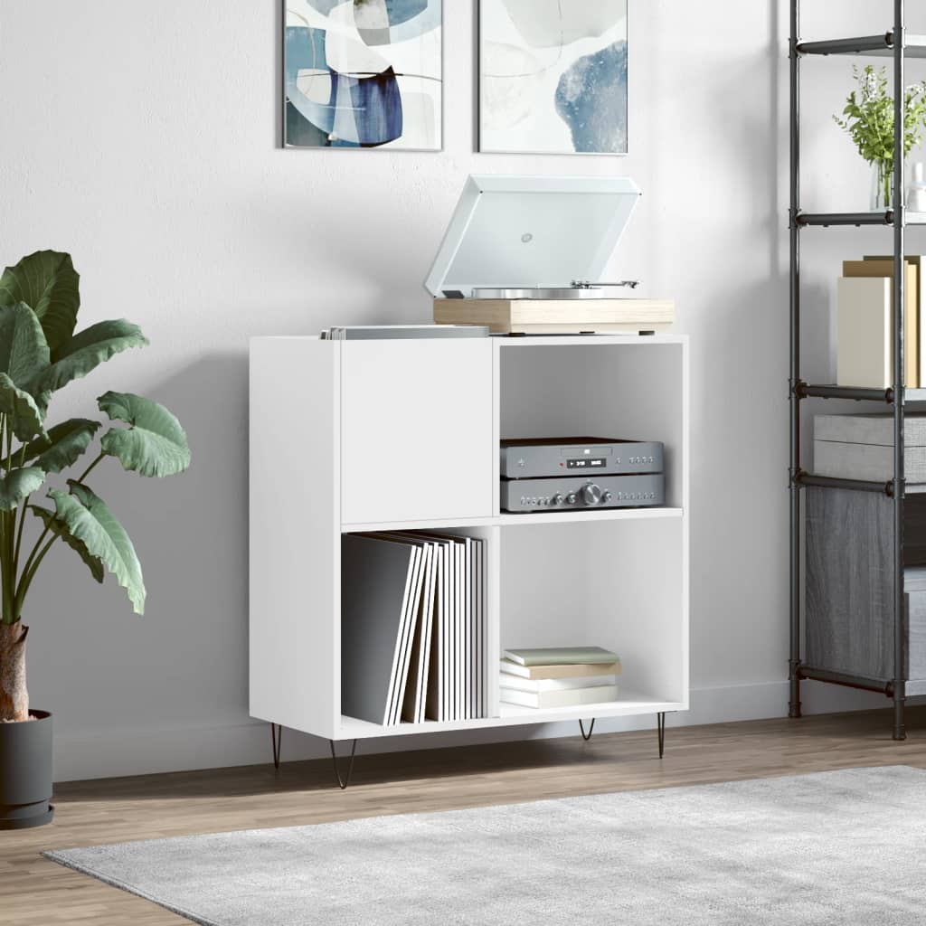 Record Cabinet 84,5x38x89 cm Engineered Wood White