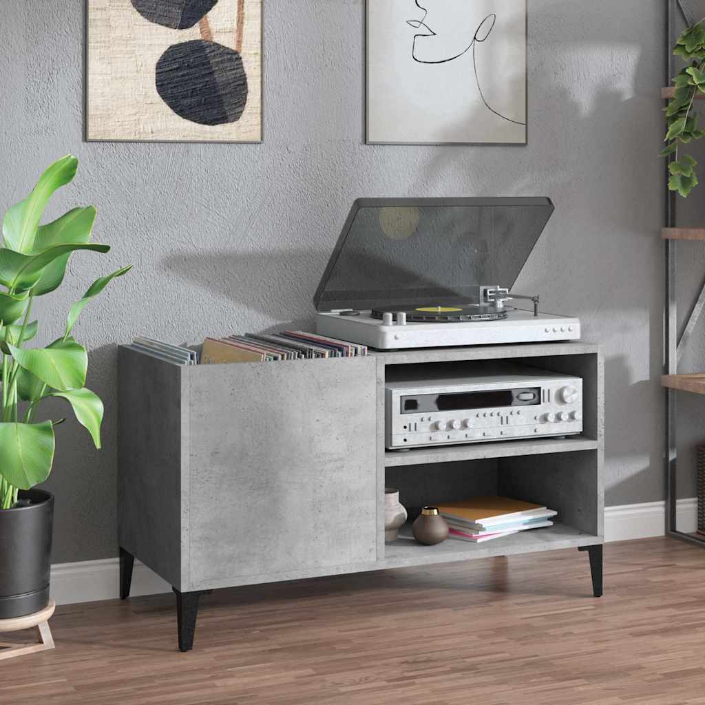 Record Cabinet 84,5x38x48 cm Engineered Wood Concrete grey
