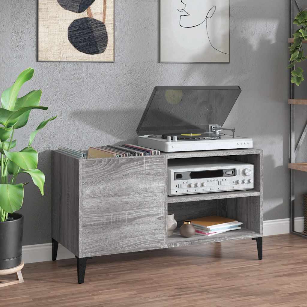 Record Cabinet 84,5x38x48 cm Engineered Wood Grey sonoma