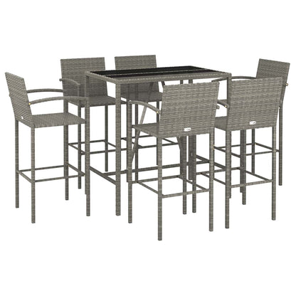 vidaXL 7 Piece Garden Bar Set Grey Poly Rattan 3