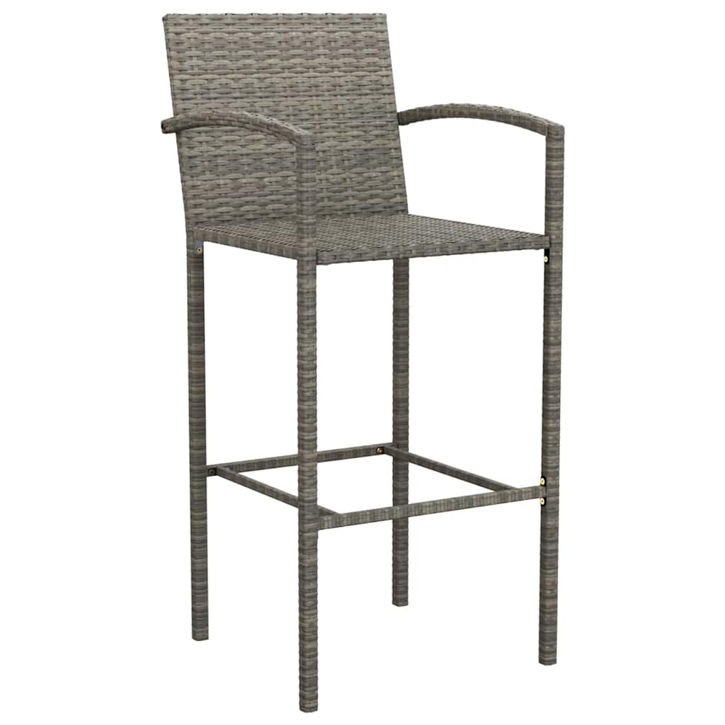 vidaXL 7 Piece Garden Bar Set Grey Poly Rattan 5