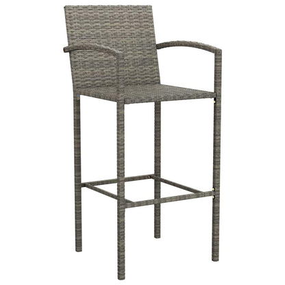 vidaXL 7 Piece Garden Bar Set Grey Poly Rattan 5