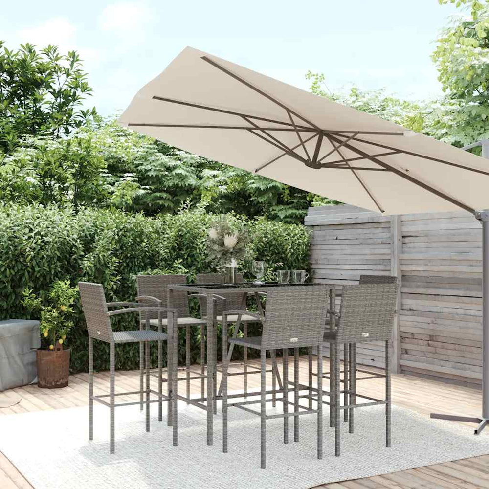 vidaXL 7 Piece Garden Bar Set Grey Poly Rattan