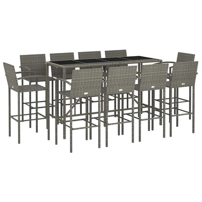 vidaXL 11 Piece Garden Bar Set Grey Poly Rattan 3