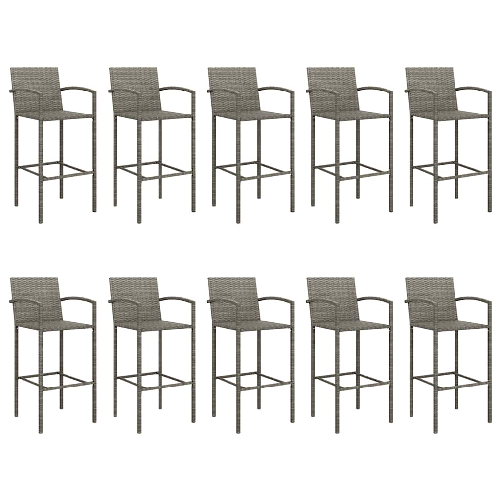 vidaXL 11 Piece Garden Bar Set Grey Poly Rattan 4