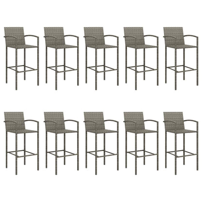 vidaXL 11 Piece Garden Bar Set Grey Poly Rattan 4