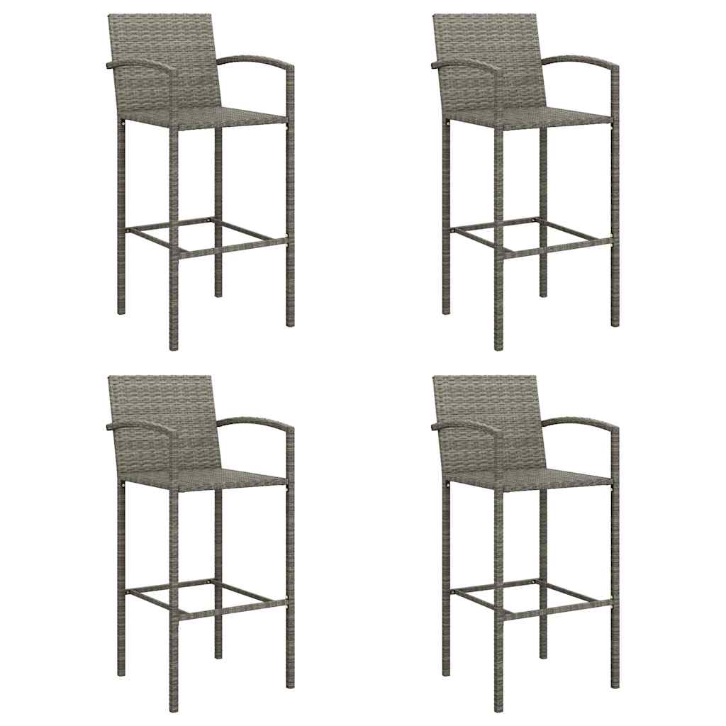 vidaXL 5 Piece Garden Bar Set Grey Poly Rattan 4