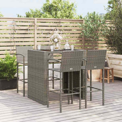 vidaXL 5 Piece Garden Bar Set Grey Poly Rattan 1