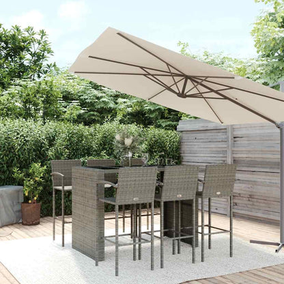 vidaXL 7 Piece Garden Bar Set Grey Poly Rattan 1