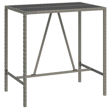 5 Piece Garden Bar Set Poly Rattan& Solid Wood Acacia Grey 110 cm table length 4