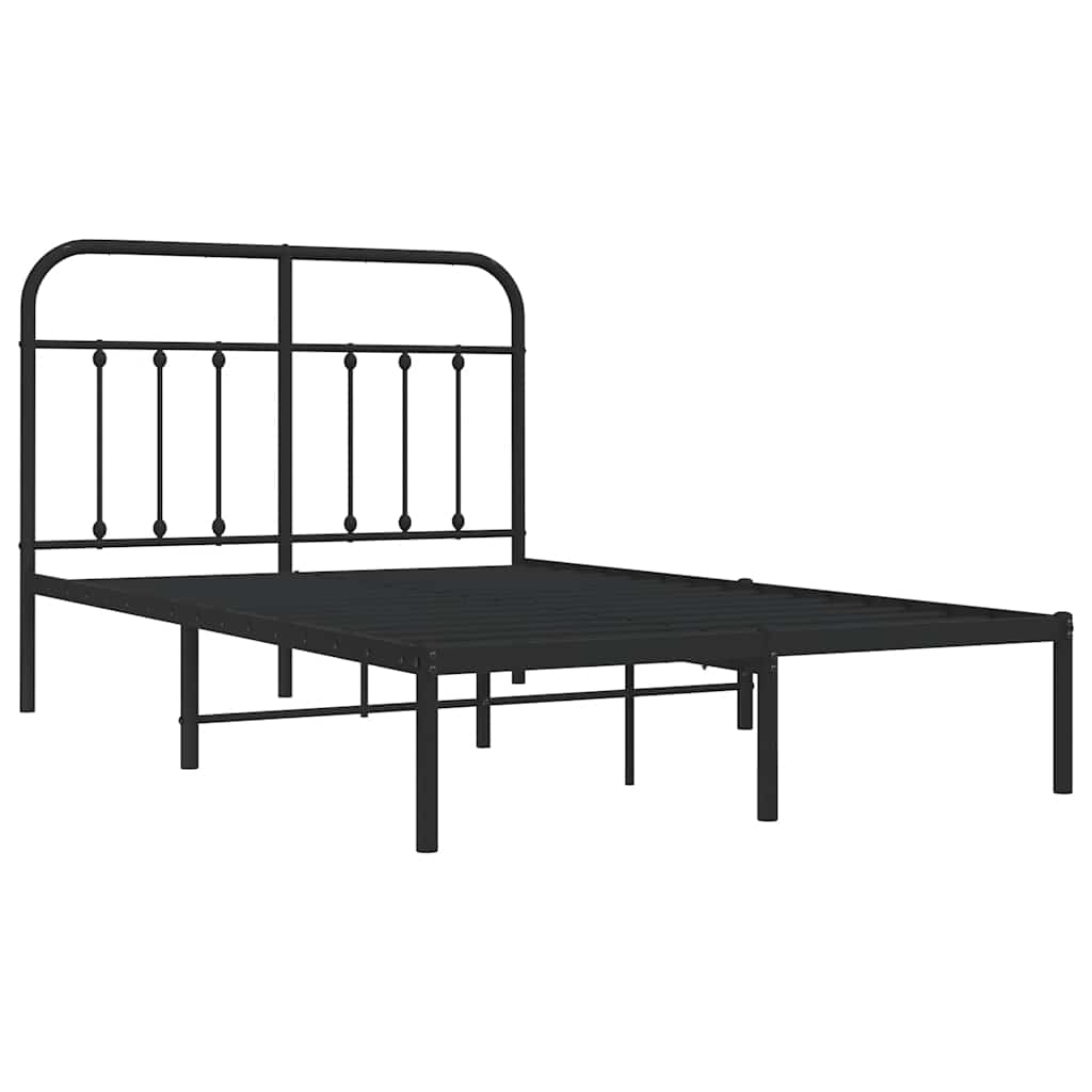 Metal Bed Frame without Mattress with Headboard Black 120 cm 200 cm