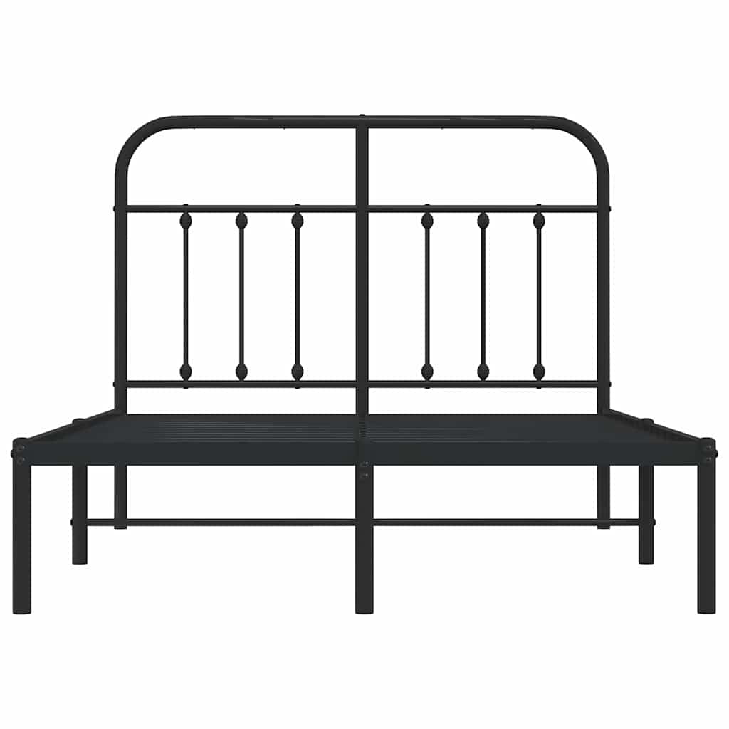 Metal Bed Frame without Mattress with Headboard Black 120 cm 200 cm