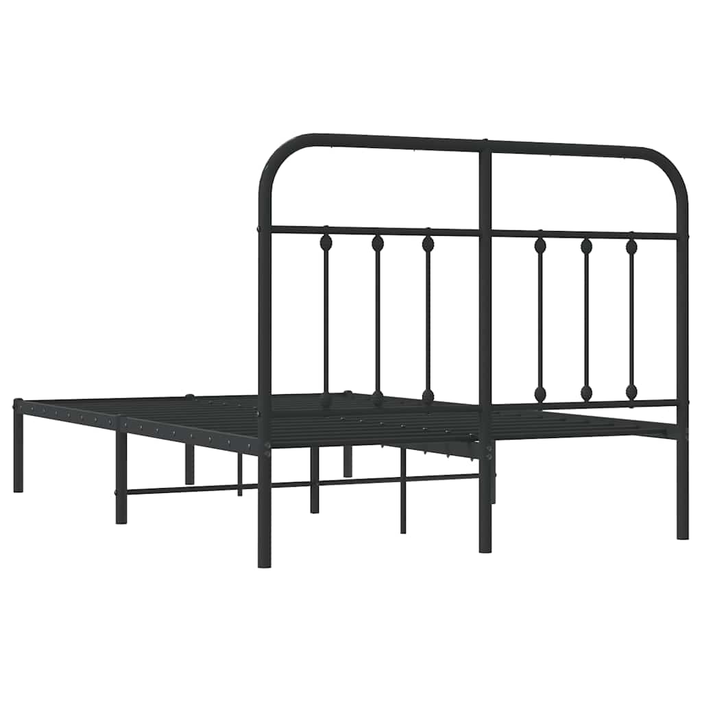 Metal Bed Frame without Mattress with Headboard Black 120 cm 200 cm
