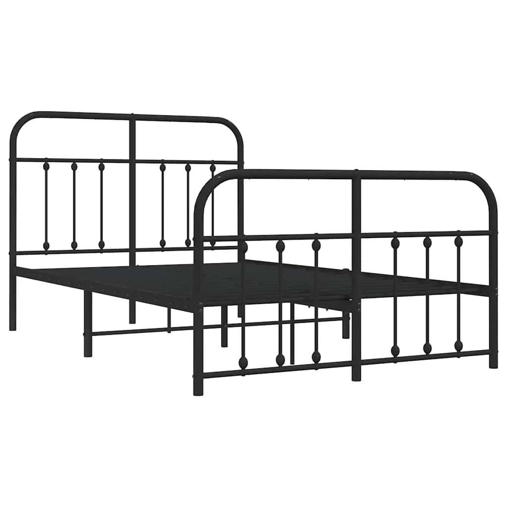 Metal Bed Frame without Mattress with Footboard with Headboard & Footboard Black 120 cm 190 cm
