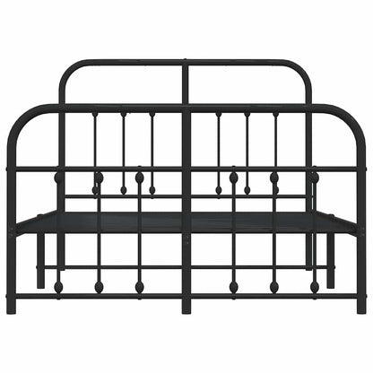 Metal Bed Frame without Mattress with Footboard with Headboard & Footboard Black 120 cm 190 cm
