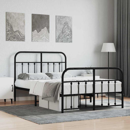 Metal Bed Frame without Mattress with Footboard with Headboard & Footboard Black 120 cm 200 cm