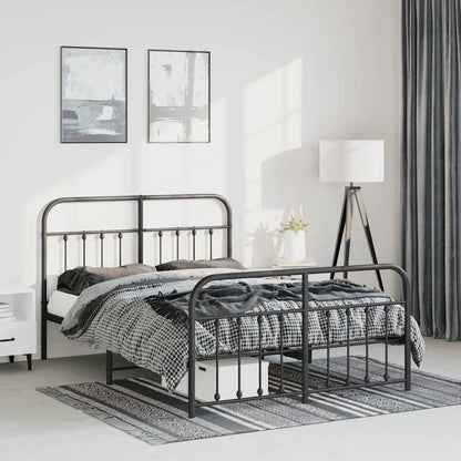 Metal Bed Frame without Mattress with Footboard with Headboard & Footboard Black 150 cm 200 cm