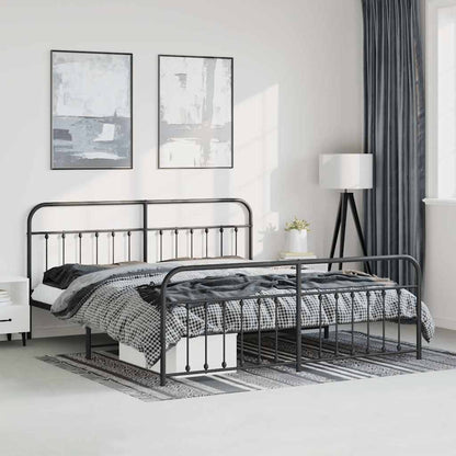 Metal Bed Frame without Mattress with Footboard with Headboard & Footboard Black 193 cm 203 cm