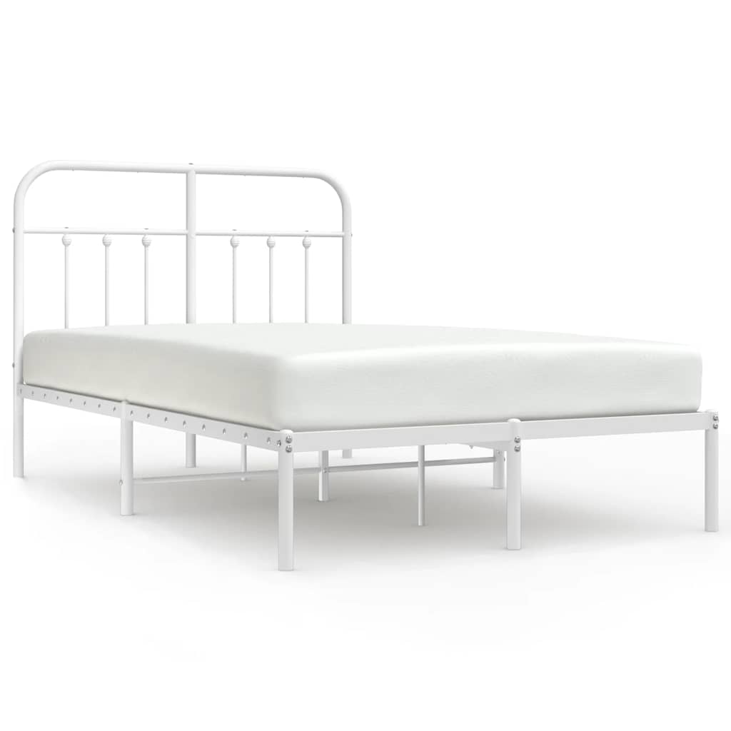 Metal Bed Frame without Mattress with Headboard White 120 cm 200 cm