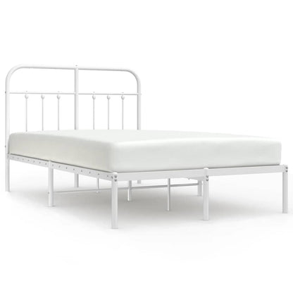 Metal Bed Frame without Mattress with Headboard White 120 cm 200 cm