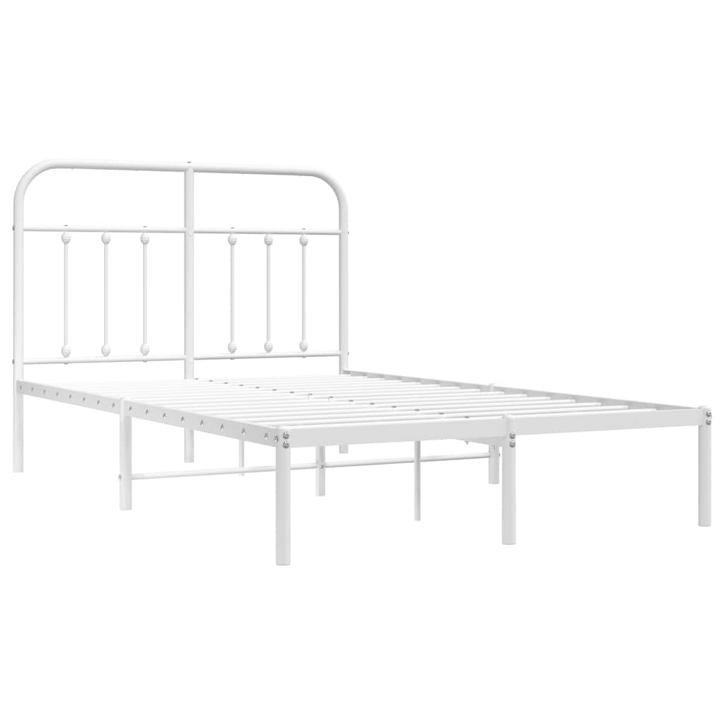 Metal Bed Frame without Mattress with Headboard White 120 cm 200 cm