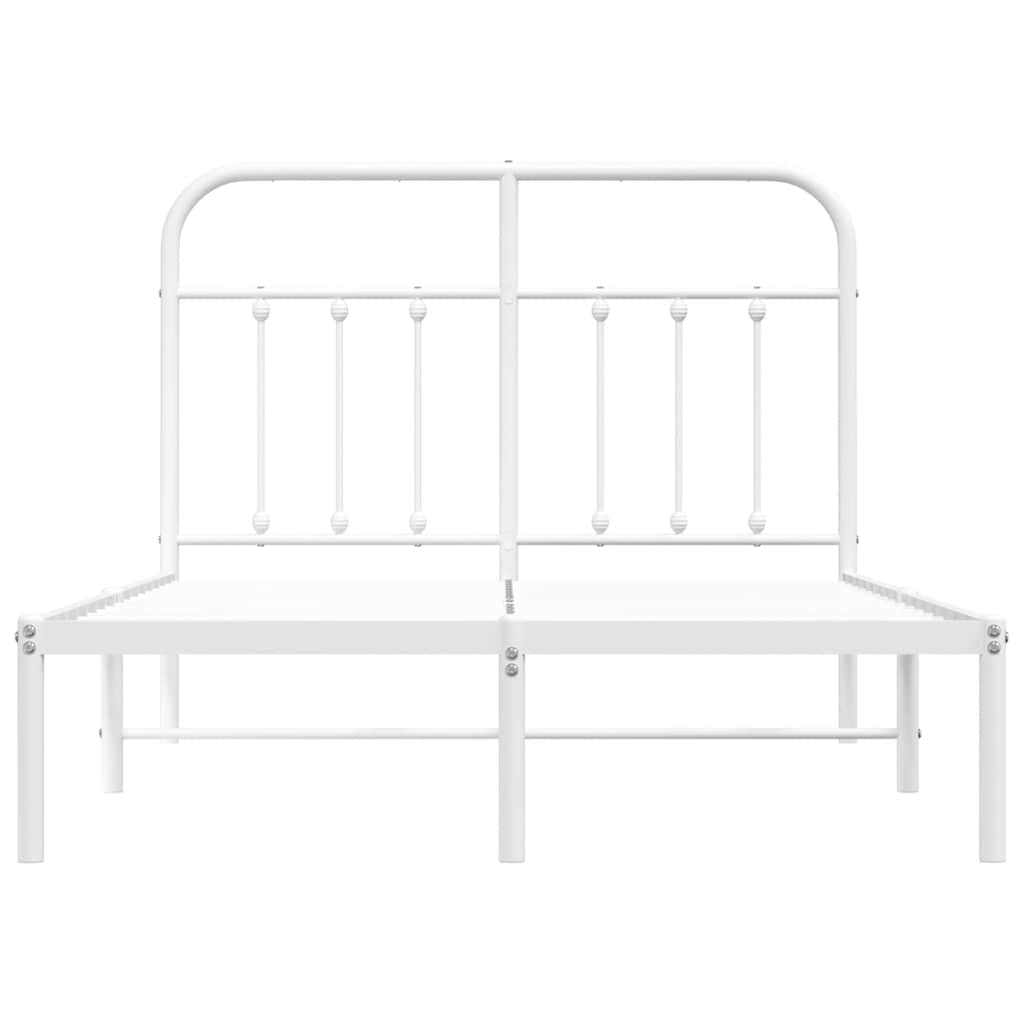 Metal Bed Frame without Mattress with Headboard White 120 cm 200 cm