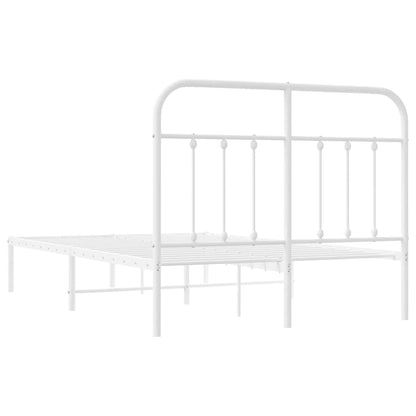 Metal Bed Frame without Mattress with Headboard White 120 cm 200 cm