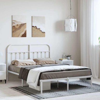Metal Bed Frame without Mattress with Headboard White 150 cm 200 cm