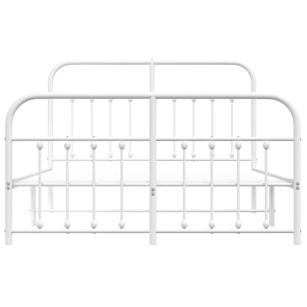 Metal Bed Frame without Mattress with Footboard with Headboard & Footboard White 140 cm 190 cm