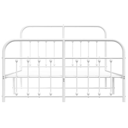 Metal Bed Frame without Mattress with Footboard with Headboard & Footboard White 140 cm 190 cm