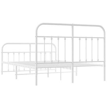 Metal Bed Frame without Mattress with Footboard with Headboard & Footboard White 140 cm 190 cm