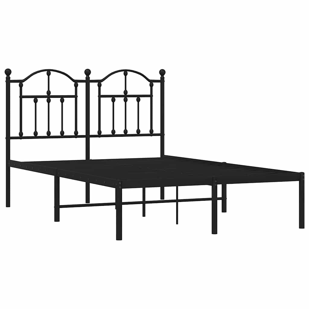Metal Bed Frame without Mattress with Headboard Black 120 cm 200 cm
