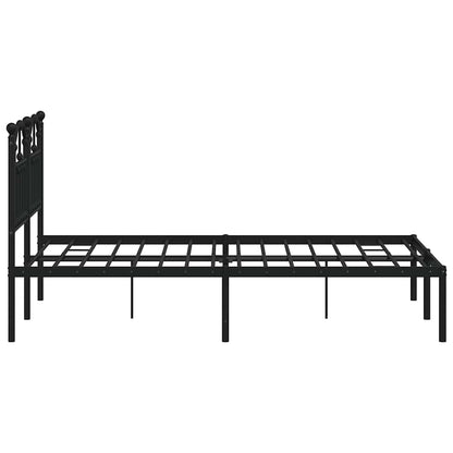 Metal Bed Frame without Mattress with Headboard Black 120 cm 200 cm