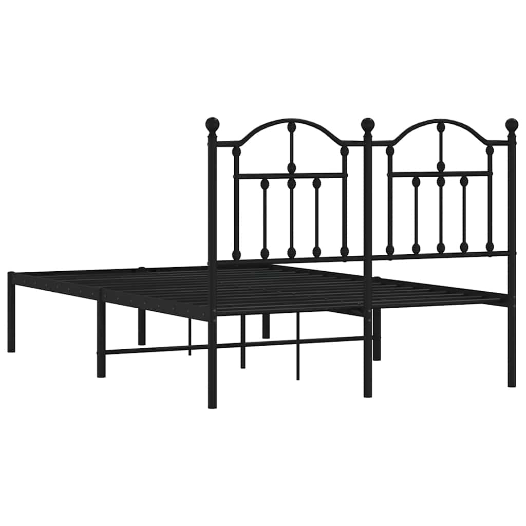 Metal Bed Frame without Mattress with Headboard Black 120 cm 200 cm