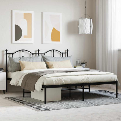 Metal Bed Frame without Mattress with Headboard Black 160 cm 200 cm
