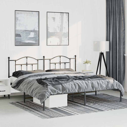 Metal Bed Frame without Mattress with Headboard Black 183 cm 213 cm