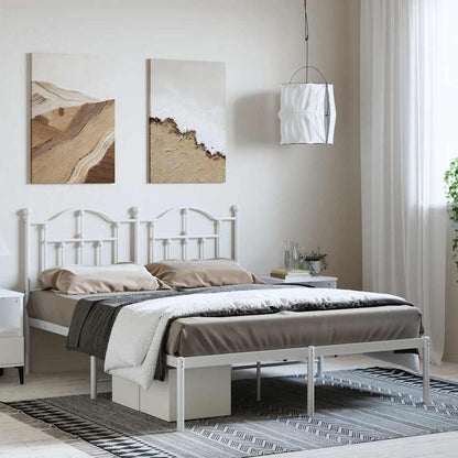 Metal Bed Frame without Mattress with Headboard White 135 cm 190 cm