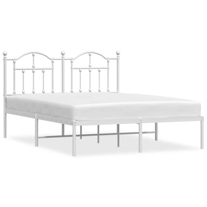 Metal Bed Frame without Mattress with Headboard White 140 cm 200 cm