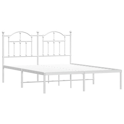 Metal Bed Frame without Mattress with Headboard White 140 cm 200 cm