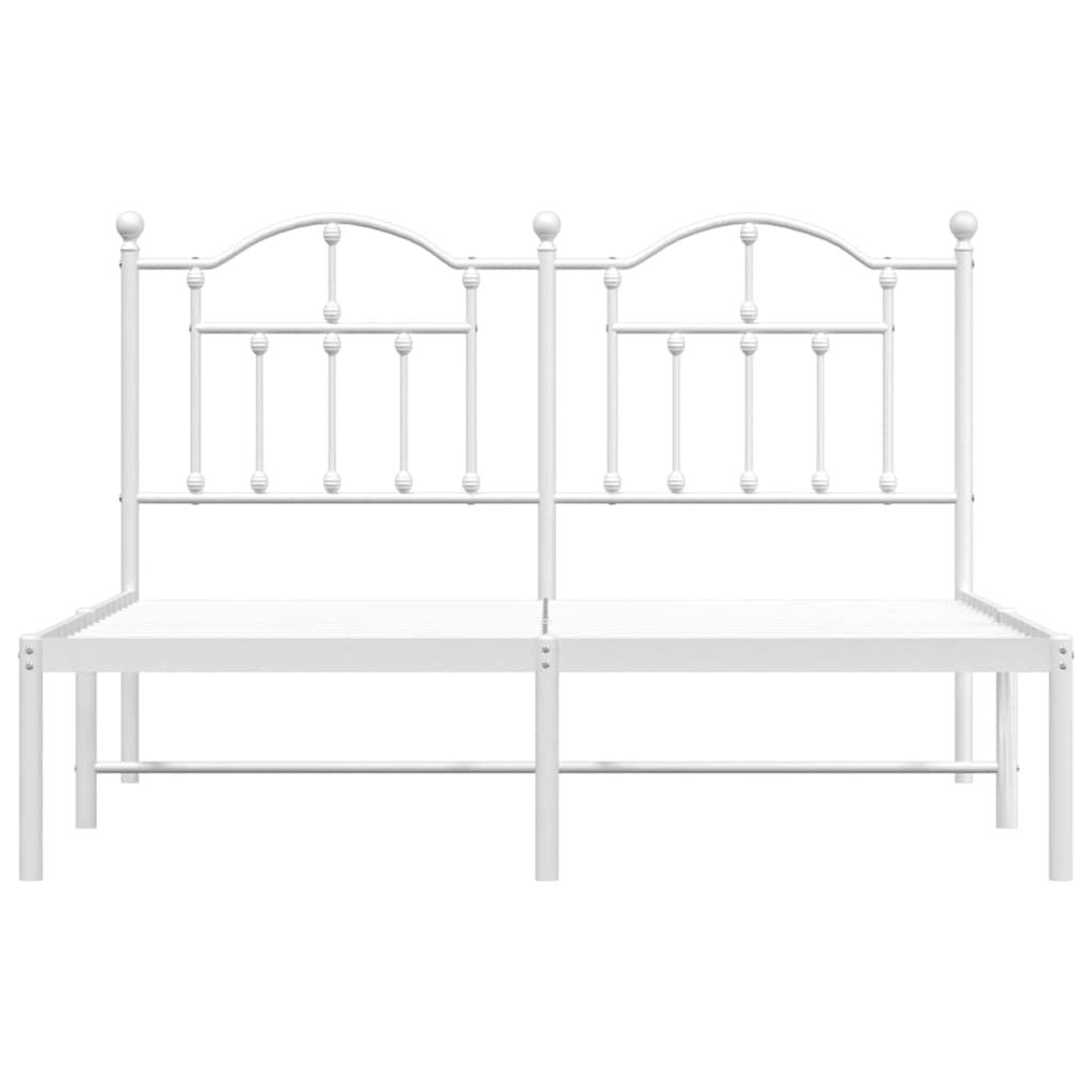 Metal Bed Frame without Mattress with Headboard White 140 cm 200 cm