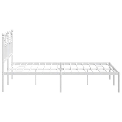 Metal Bed Frame without Mattress with Headboard White 140 cm 200 cm