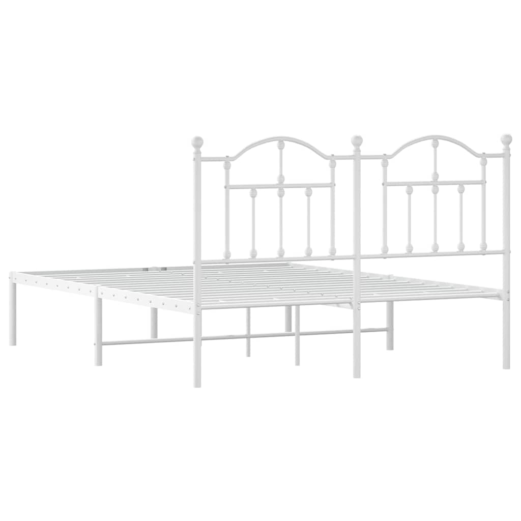 Metal Bed Frame without Mattress with Headboard White 140 cm 200 cm